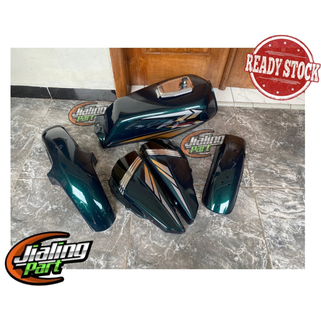 Cover body bodi set RX king tahun 2002 list crom warna Hijau Botol set stiker