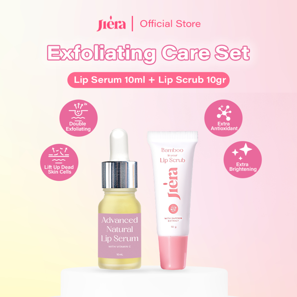 [BUNDLING] JIERA Exfoliating Care Set Lip Serum 10ml + Lip Scrub 10gr with Double Exfoliating Power 