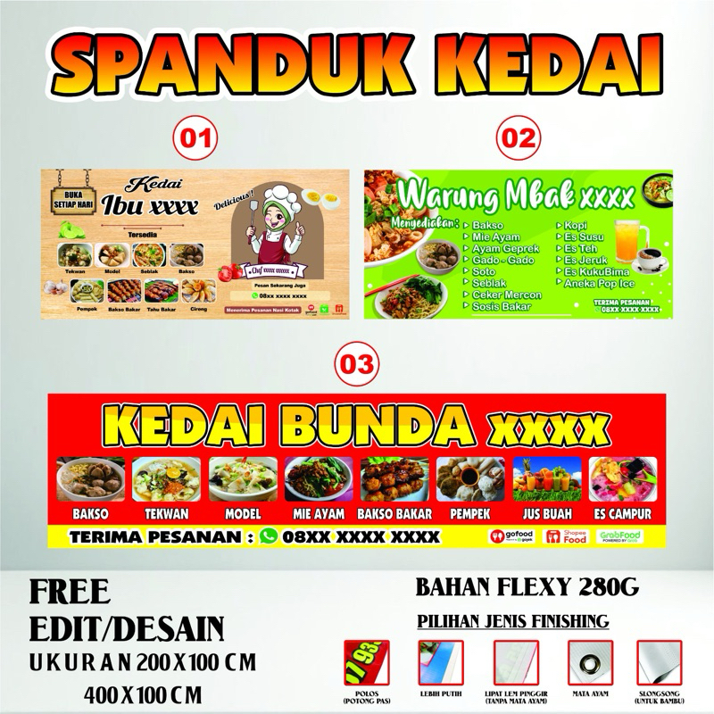 Spanduk Banner Baliho Kedai Warung Angkringan Jualan Cafe FREE Desain Custom Ukuran
