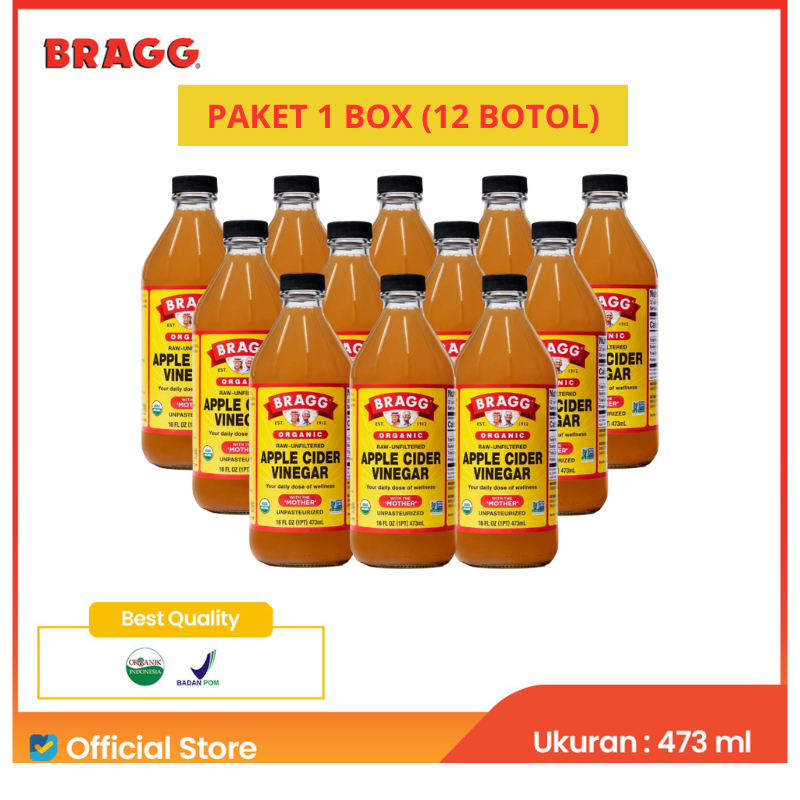 

Paket Bundling 12 Botol: Bragg Organic Raw Unfiltered Apple Cider Vinegar 473 ml