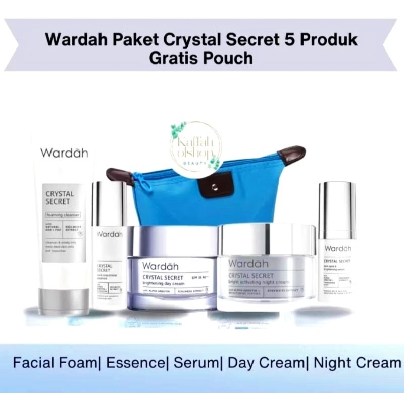 Wardah 1 Paket Crystal Secret 5 Produk Untuk Flek Wajah Cerah Glowing Gratis Tas