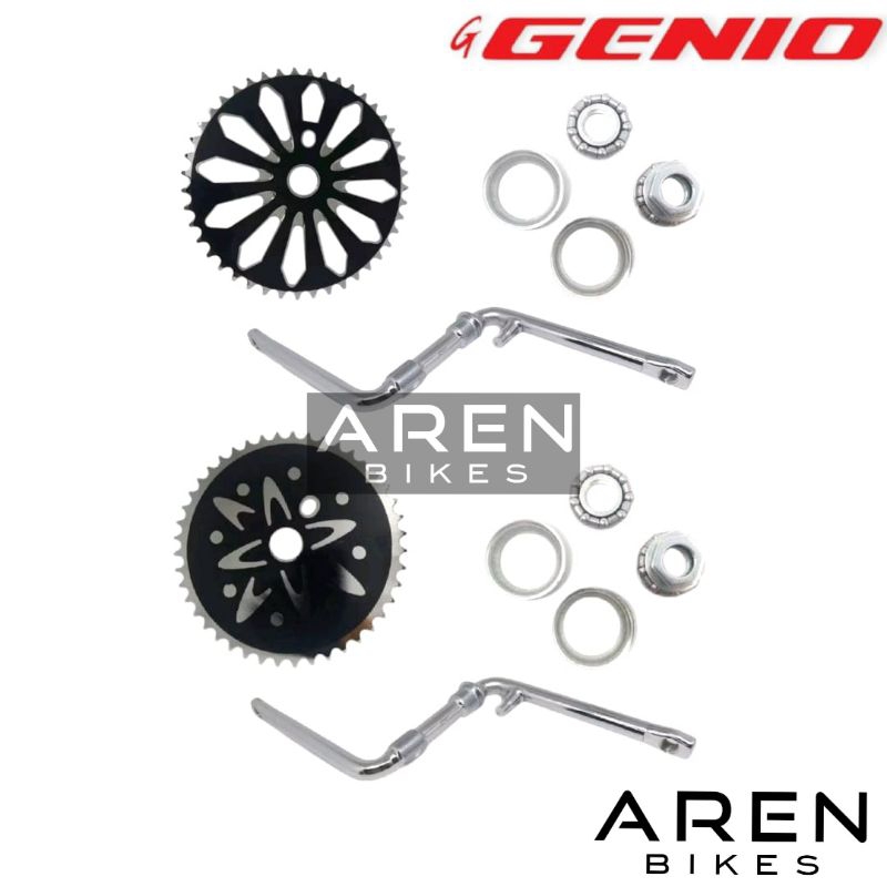 CRANKSET SEPEDA BMX 20 INCH GENIO BY UNITED 44T 44 T GIR LANGSUNG S CRANK GEAR TENGAH ENGKEL SET 20"