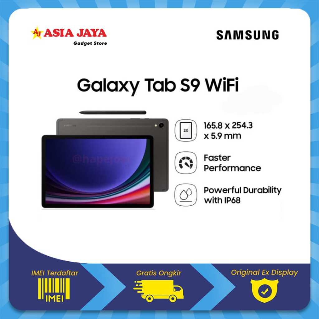 [Ex Display] SAMSUNG GALAXY TAB S9 (WiFi) Ram 8/128GB Kelengkaoan Fullset Original SAMSUNG