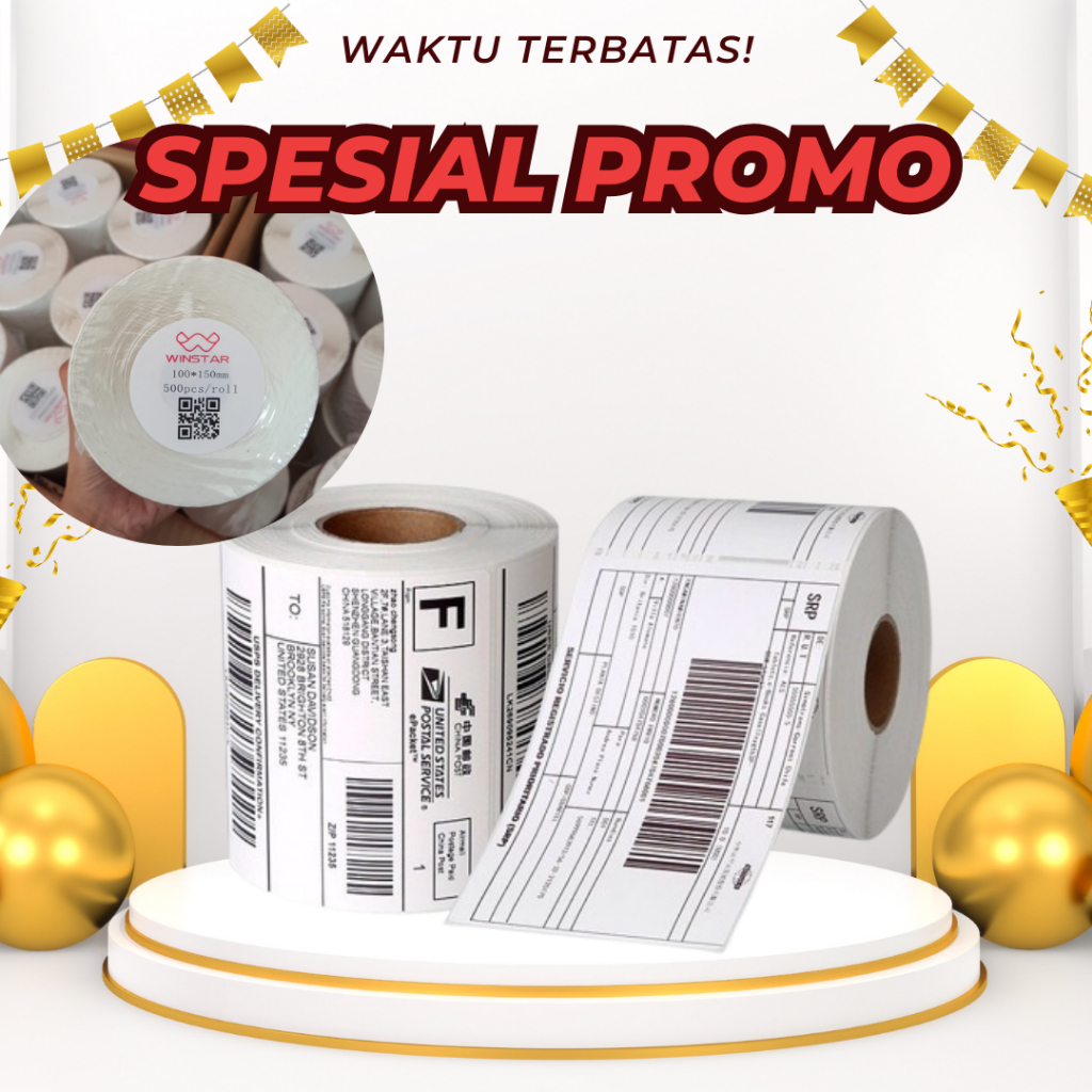 

Label Barcode 100 x 150 / Kertas Sticker Thermal Resi 100x150MM WINSTAR ISI 500 PREMIUM