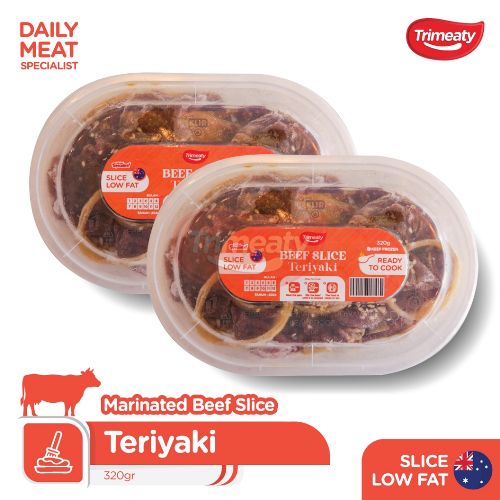 

Beef Slice Teriyaki (Low Fat) / Slice Low Fat Marinasi Teriyaki / Ready to Cook / Makanan Instan Frozen320gr