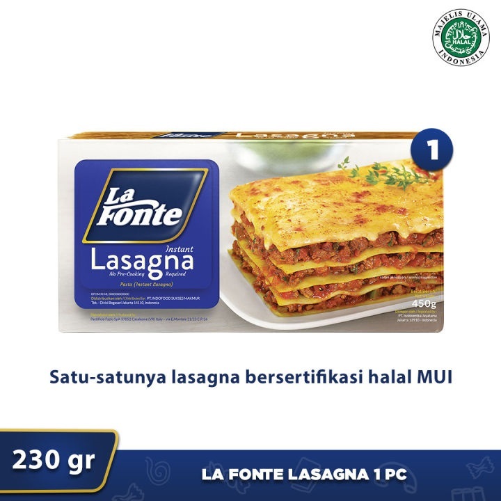 

La Fonte Lasagna 230g – Pasta Lembut & Premium, Cocok untuk Hidangan Lezat