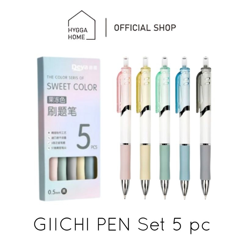 

Hygga Home GIICHI PEN SET isi 5 pc Pulpen Tinta Hitam Pen Gel Alat Tulis Kerja Sekolah Ballpoint Estetik