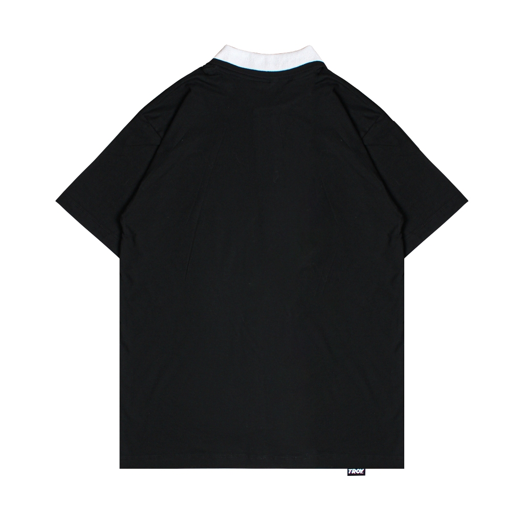 Troy Company Cotton Rugby Polo Shirt Black Laurel Wreath - Kaos Polo Hitam PR 3007