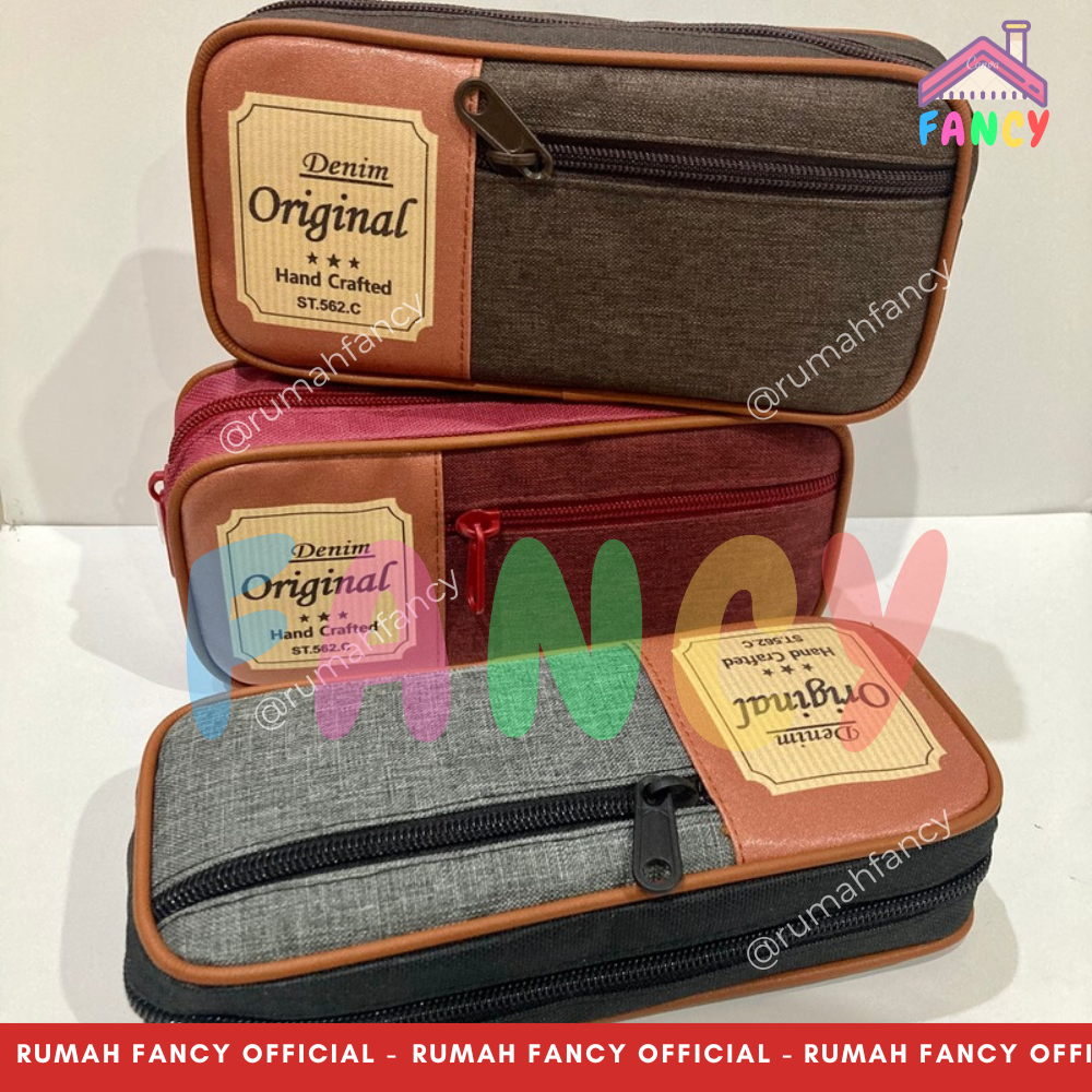 

Tempat Pensil / Kotak Pensil Shin Toeng Bahan Kain Textured Denim ST 562C 2 RESLETING / Tempat Pensil Wanita Pria Elegan Unik
