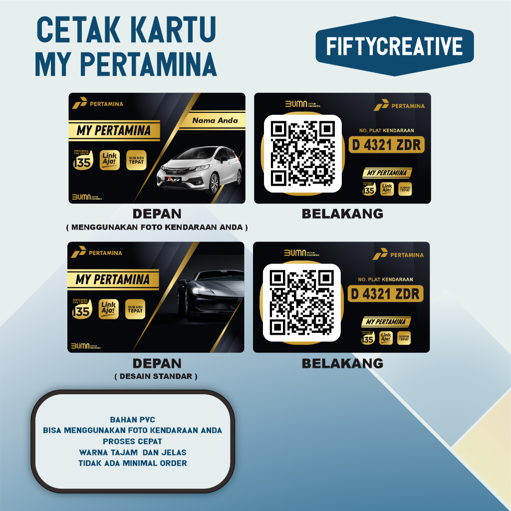 

Cetak Kartu My Pertamina Premium Gold Bahan PVC Tebal