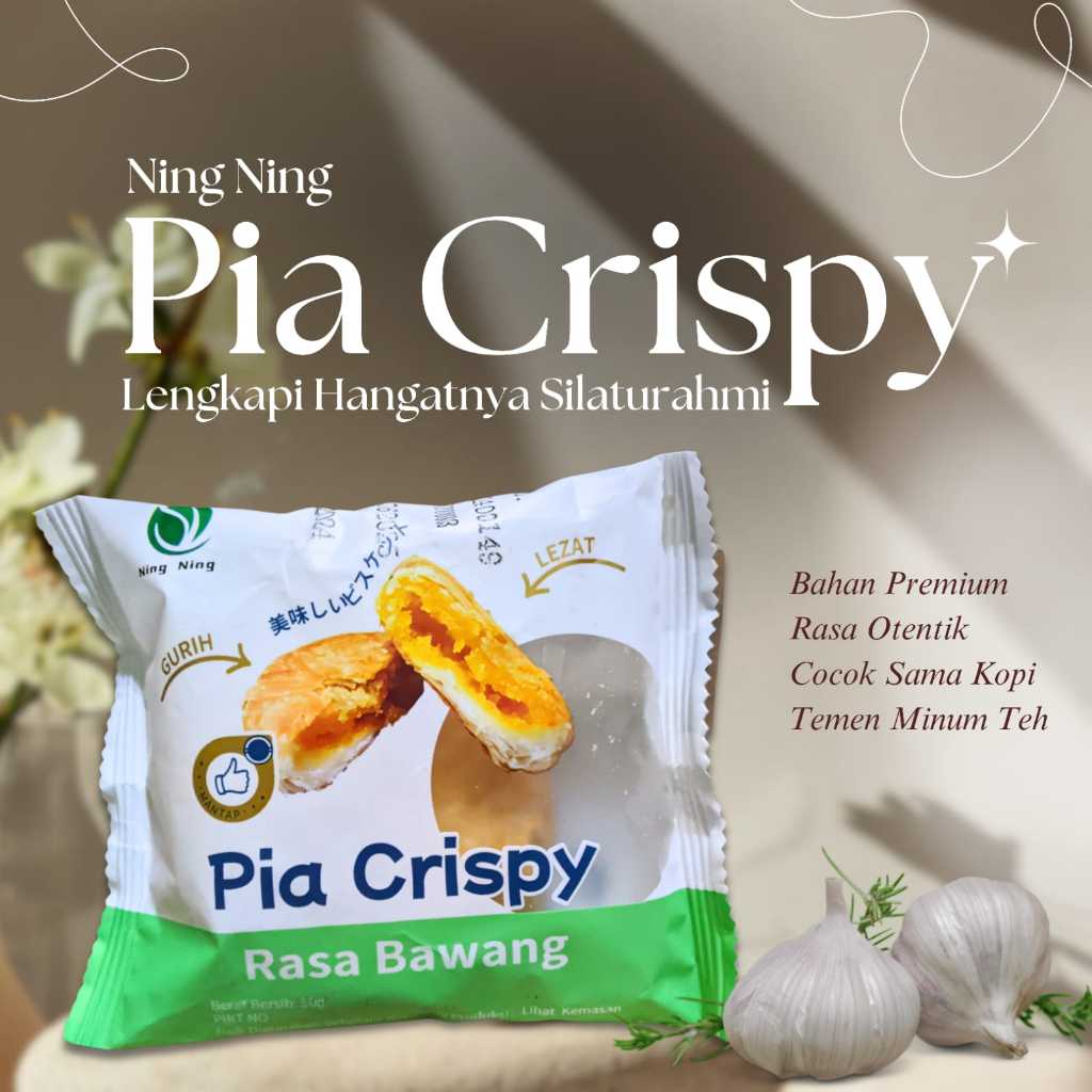 

Pia Crispy Ning Ning - Pia Crispy Rasa Bawang - Paket isi 20pcs (free packing dus)