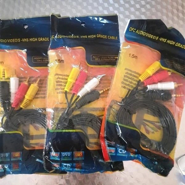 Kabel Audio Video Gold Plated RCA to mini 3,5mm 1 ke 3, 1 ke 2, 3 ke 3 male merah putih kuning cable