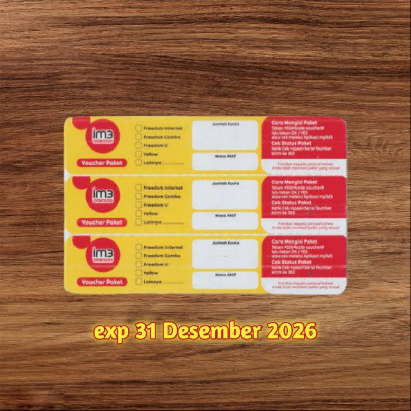 Voucher Kosong Indosat Ooredoo ( No Kuota )