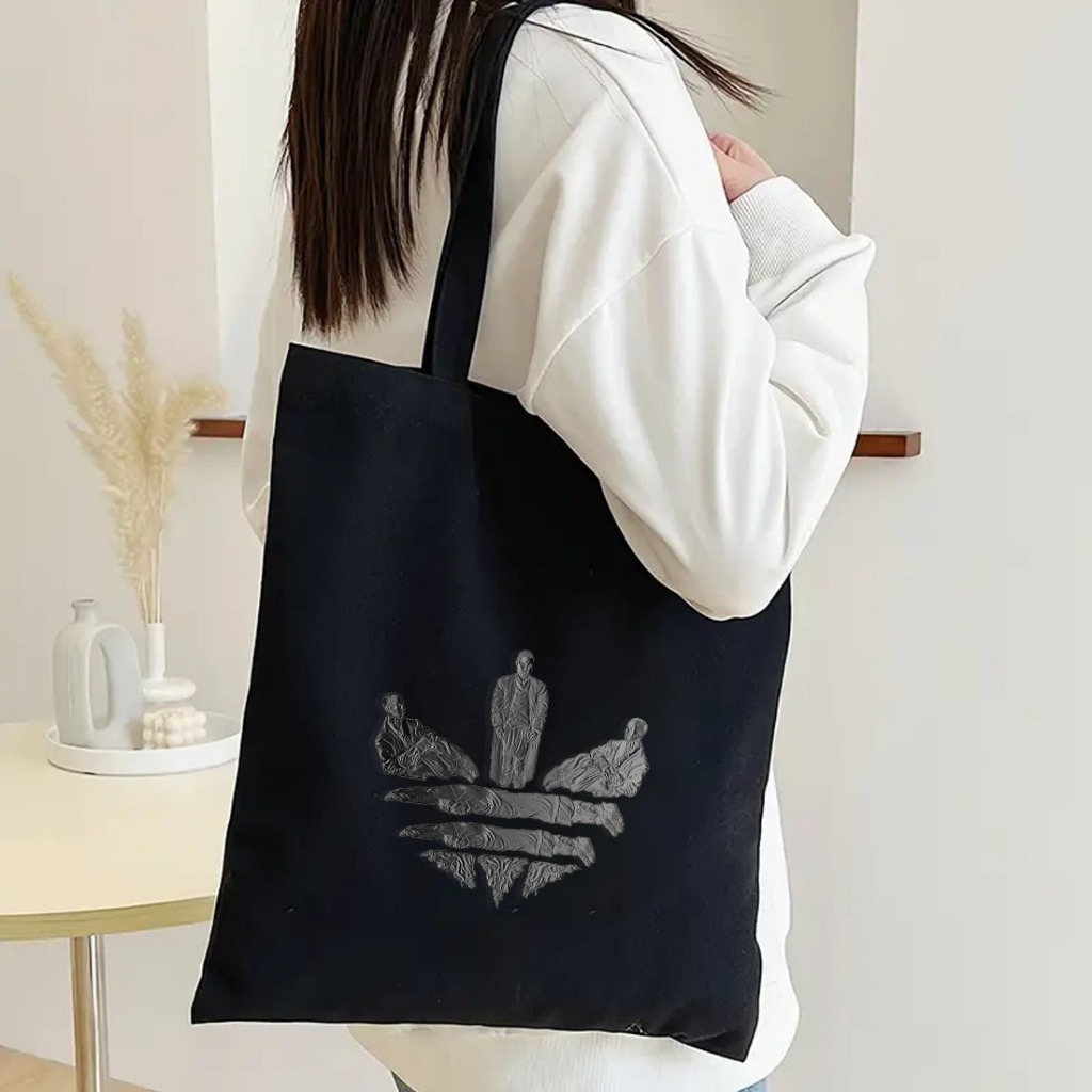 Interessante Tote bag resleting Totebag Kanvas Polos Adidas Series Kapasitas Besar Tas Kuliah Pria W