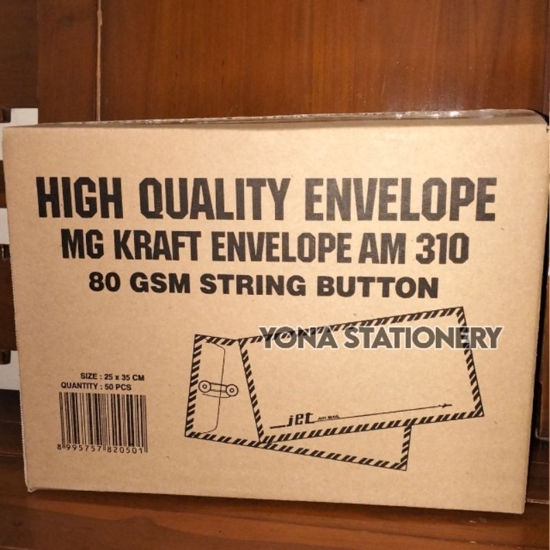 

InJO Amplop Coklat Tali 310 1 box : 50 pcs 25 x 35cm Amplop Coklat Tali Air Mail Amplop 310