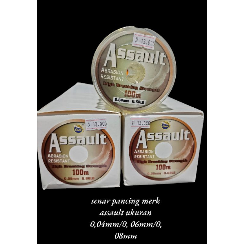 senar pancing merk orca assault, ukuran 0,04mm/0, 06mm/0, 08mm