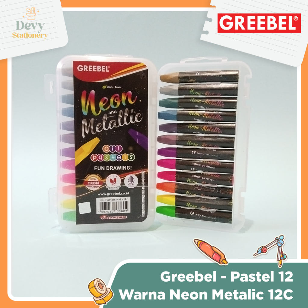 

GREEBEL Pastel 12 Warna Neon Metalic