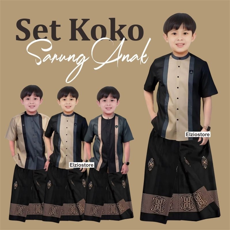 SET Sarung Baju Koko Anak Gus Azmi Syubbanul Muslimin Kombinasi Hadroh Azzahir Hilw HO187 KEMEJA KOK