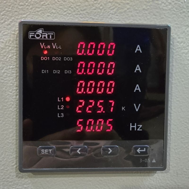 DIGITAL PANEL METER A, V, HZ 3PHASE 5ROW FORT AMPERE , VOLT, FREKUENSI/HZ