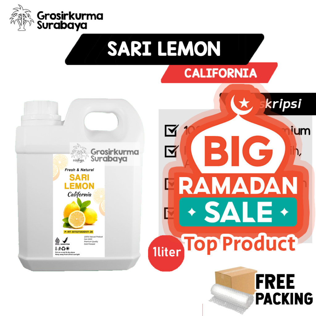 

SARI LEMON MURNI 1 LITER Sirup Lemoen California Tanpa Pengawet Diet Detox Makanan Sehat Nutrisi