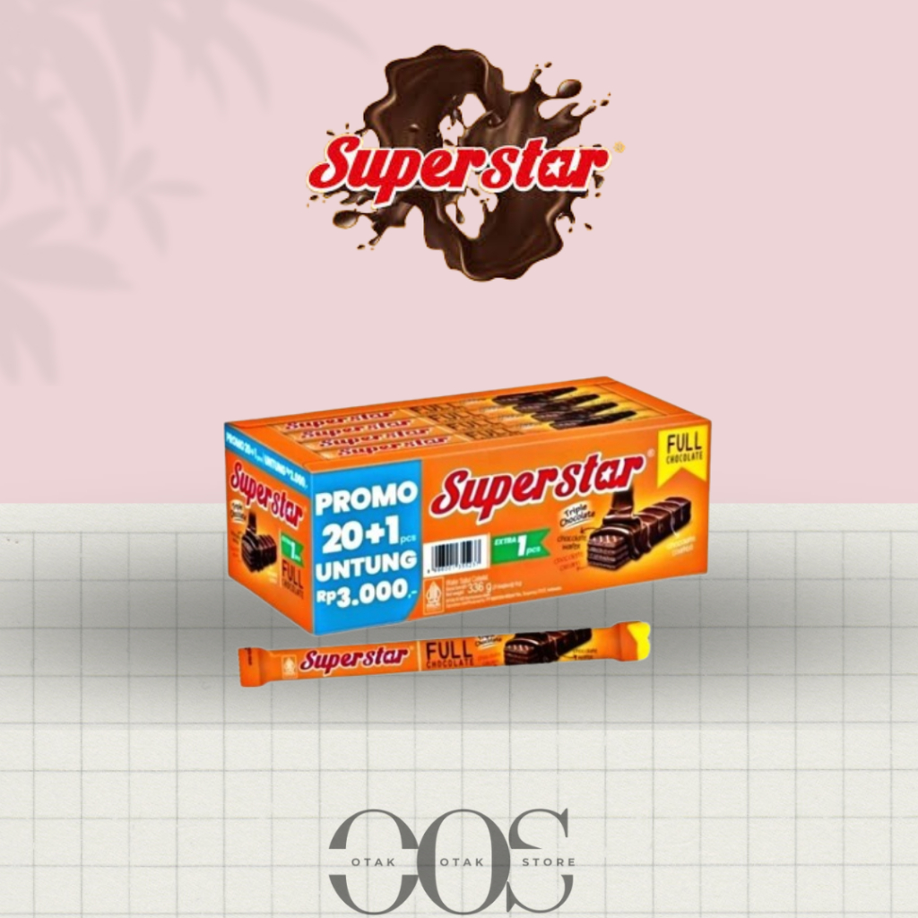 

SUPERSTAR WAFER FULL CHOCOLATE 1 PACK ISI 20 + 1 PCS BY OTAK OTAK