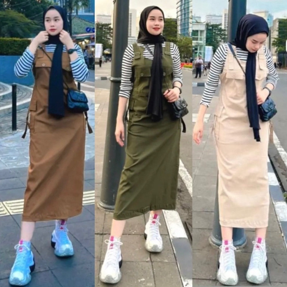 New BELLA OVERALL ROK CARGO JUMPSUIT WANITA KATUN PREMIUM ROK CASUAL JUMBO XXXL