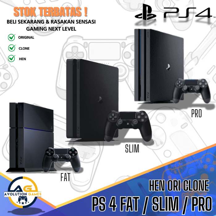 PLAYSTATION 4 PS4 FAT SLIM PRO | PS 4 HEN HDD 500GB 1TB | BONUS FULL GAME BISA ONLINE DAN OFFLINE