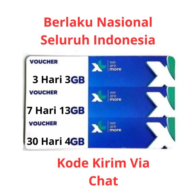 Termurah | Voucher Internet XL Nasional (Kode Kirim Via Chat)