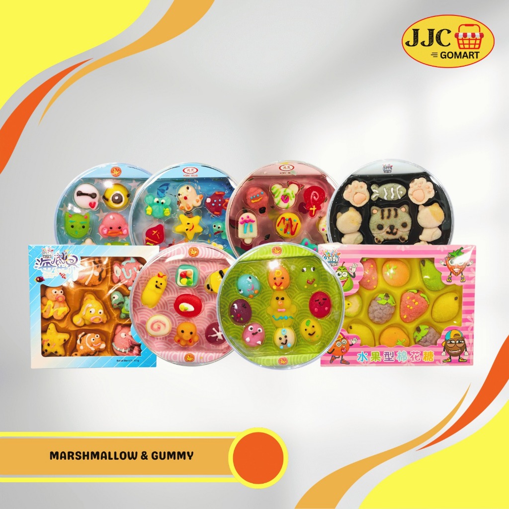 

Chen Liang Ji Gummy & Marshmallow | Ocean Gummy | Pink Gummy | Fruit Marshmallow | Ocean Marshmallow | Marshmallow Kucing | Jelly telur ayam | Sushi Gummy | All Star Gummy