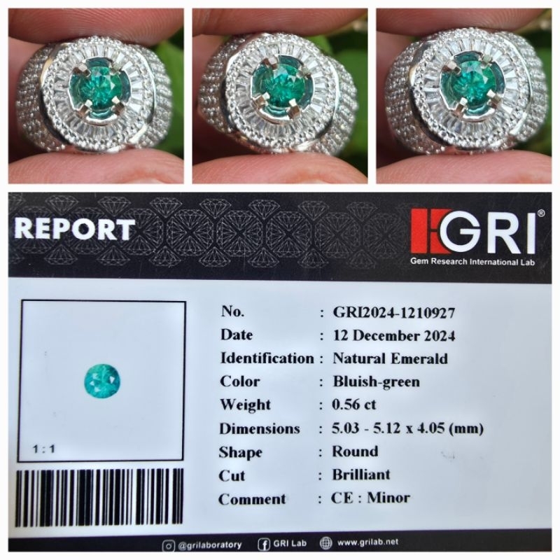 Natural Zamrud Bluish Green Emerald Minor Memo 0.56 crt