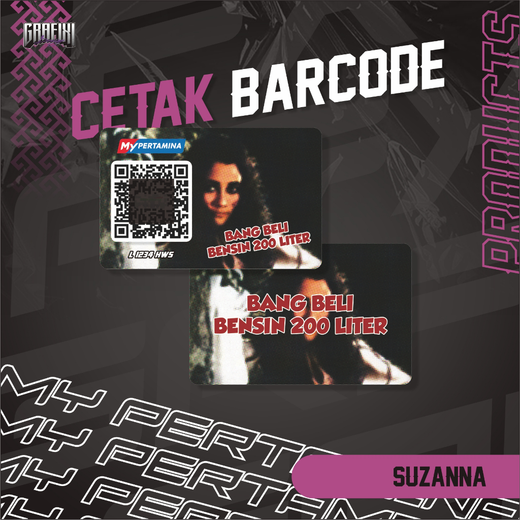 

CETAK BARCODE MY PERTAMINA KARTU PVC TEMA SUZANNA CUSTOM 2 SISI