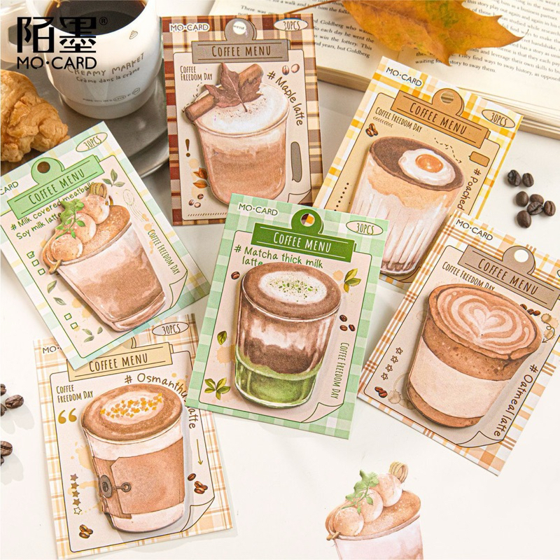 

[B855] Catatan tempel Momo seri hari bebas kopi cat air retro kopi Catatan tempel N kali kertas catatan pesan siswa