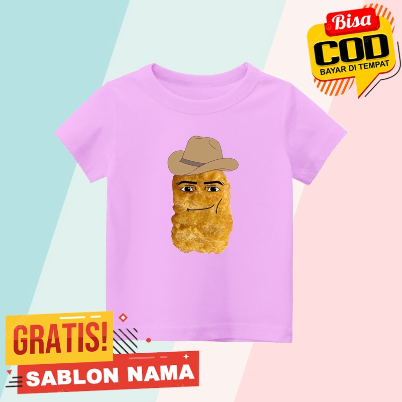 Baju Kaos Anak Chiken Nugget Meme Koboy / Kaos Anak Laki Laki & Perempuan Custom Nama Chiken Nugget 