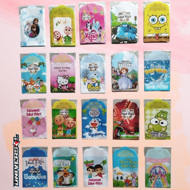 

5pack/50lembar Amplop Lebaran Medium Kartun 1pack