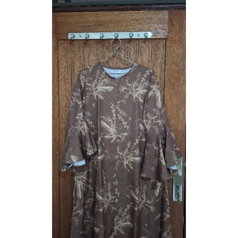 (PRELOVED) KIVITZ HARMONIA KHANSA DRESS CHOCO + FREE SEGIEMPAT POLYCOTTON