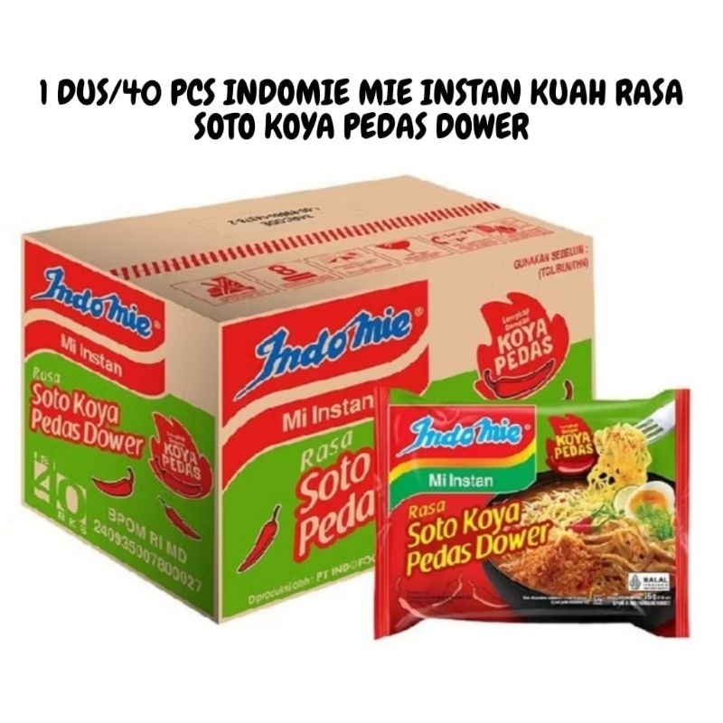 

1 DUS/40 PCS INDOMIE MIE INSTAN KUAH RASA SOTO KOYA PEDAS DOWER LENGKAP DENGAN KOYA PEDAS KEMASAN 76 GRAM NEW PRODUK BY ICBP/INDOFOOD TStore