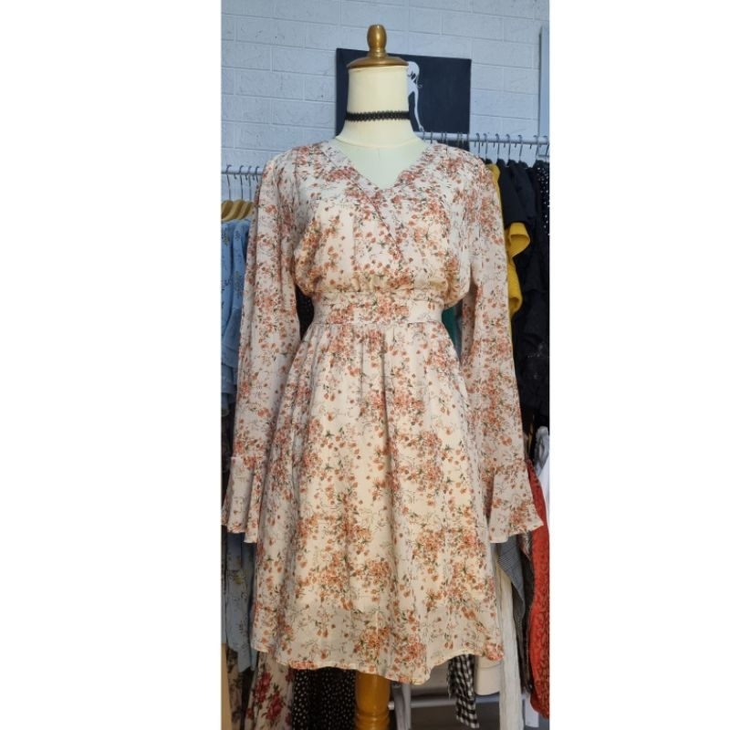 Mini Dress sifon kimono lengan panjang