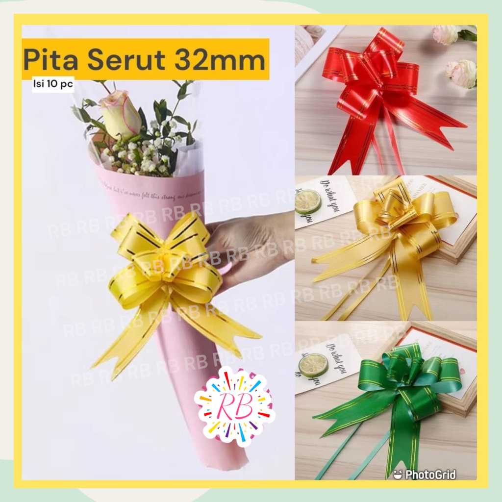 

Pita Serut 32 mm List EMAS isi 10 pc / Pita Tarik BESAR / Hiasan Parcel Idul Fitri Lebaran