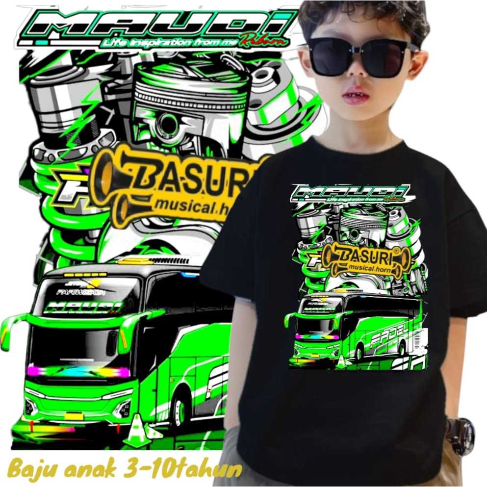 Kaos Anak  Karakter Bus Basuri viral haryanto mania free stiker
