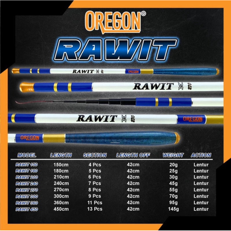 JORAN TEGEG OREGON RAWIT CARBON TEGEG MICROFISHING 180CM - 450CM