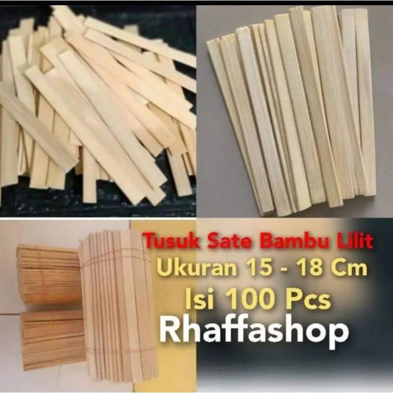 Tusuk sate bambu lilit | tusuk sate khas Bali | Tusuk sate gepeng ukuran 15 - 18cm | tusuk sate trad