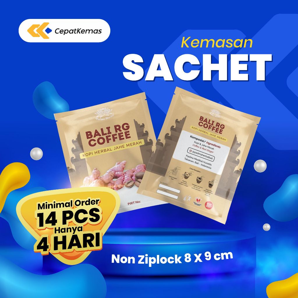 Cetak Kemasan Sachet Non Ziplock 8x9cm | Custom Desain | 14pcs | Selesai 4 Hari