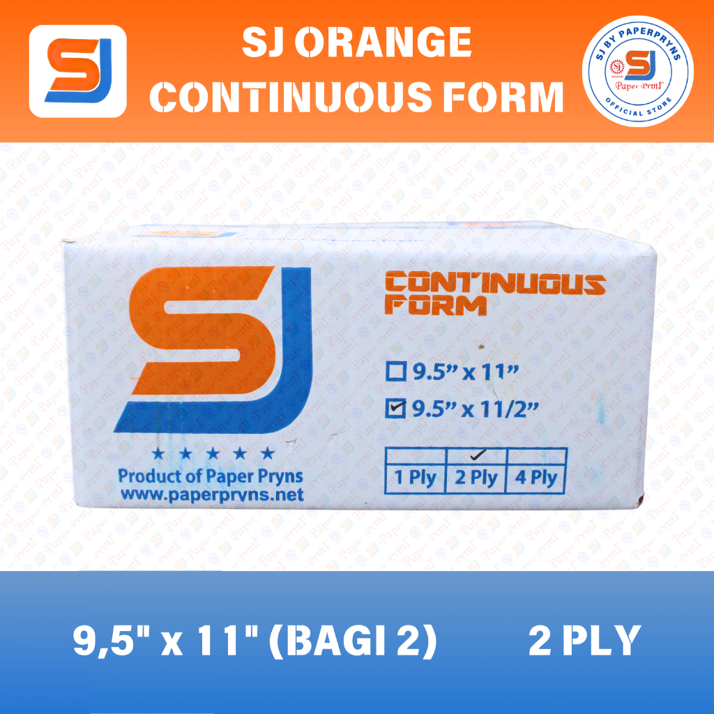 

SJ ORANGE Continuous Form 9,5" × 11/2" (BAGI 2) - 2 PLY - NCR Sheets