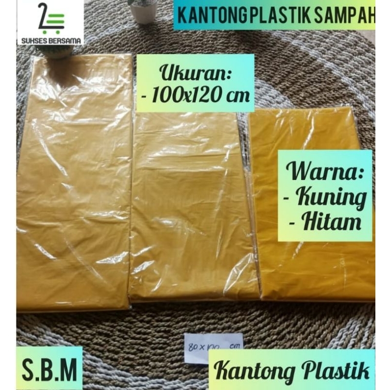(1Pack)Kantong plastik Sampah Medis UK: 100x120 cm (Tebal 05 micron) Kuning - Hitam - Bening /Plasti