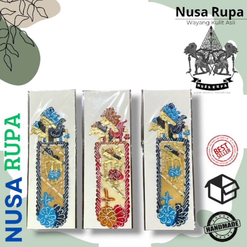 

NUSA RUPA Wayang Souvenir Miniatur Wayang Kulit Mainan Asli Jogja Pembatas buku wayang kulit 1 kodi (isi 20) Bookmark souvenir