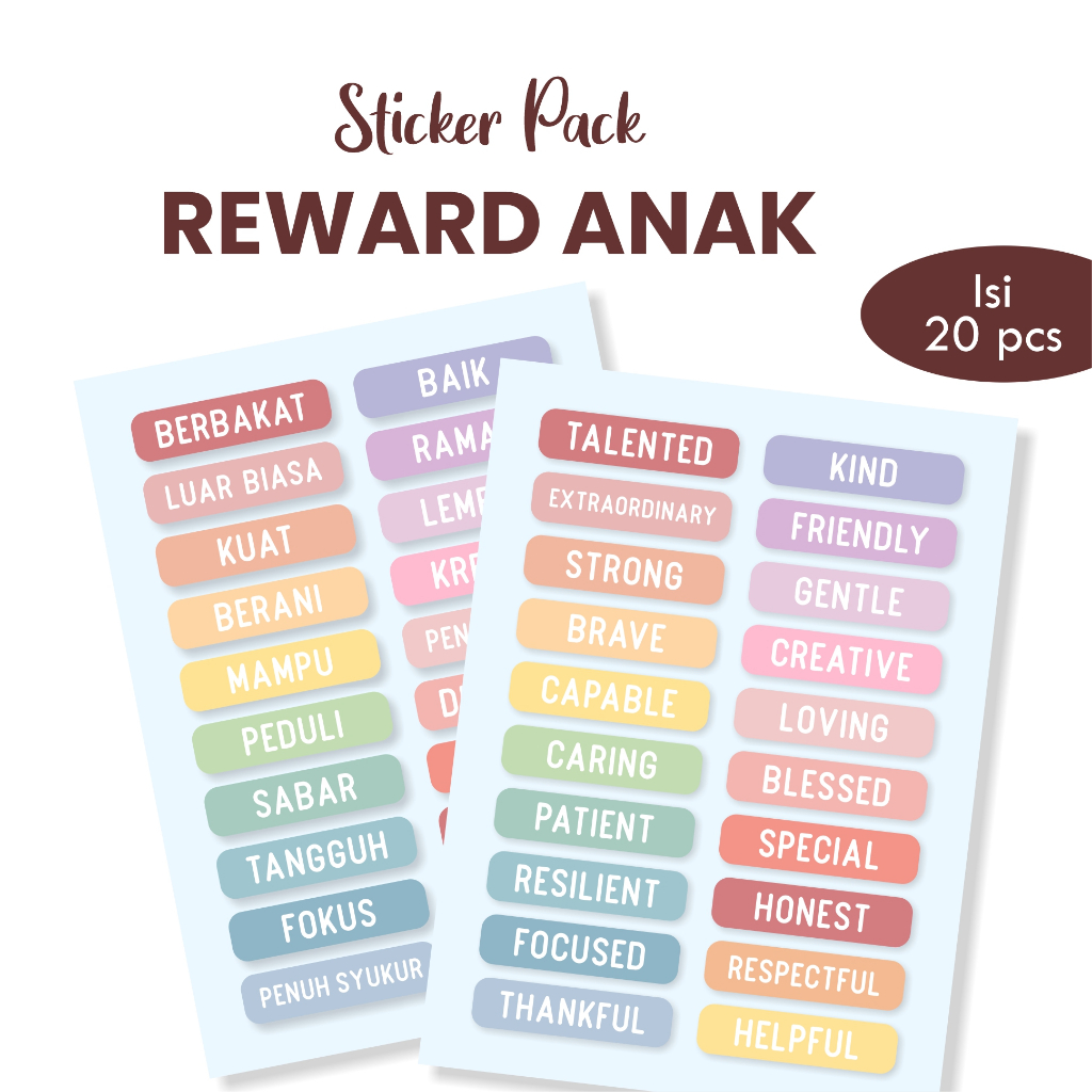 

20 Pcs Affirmation Reward Sticker Anak / Stiker Hadiah Penghargaan Untuk Murid WATERPROOF