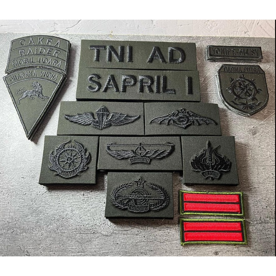 bordir brivet satuan tni ad hijau malvinas biasa,pengeras dan mika