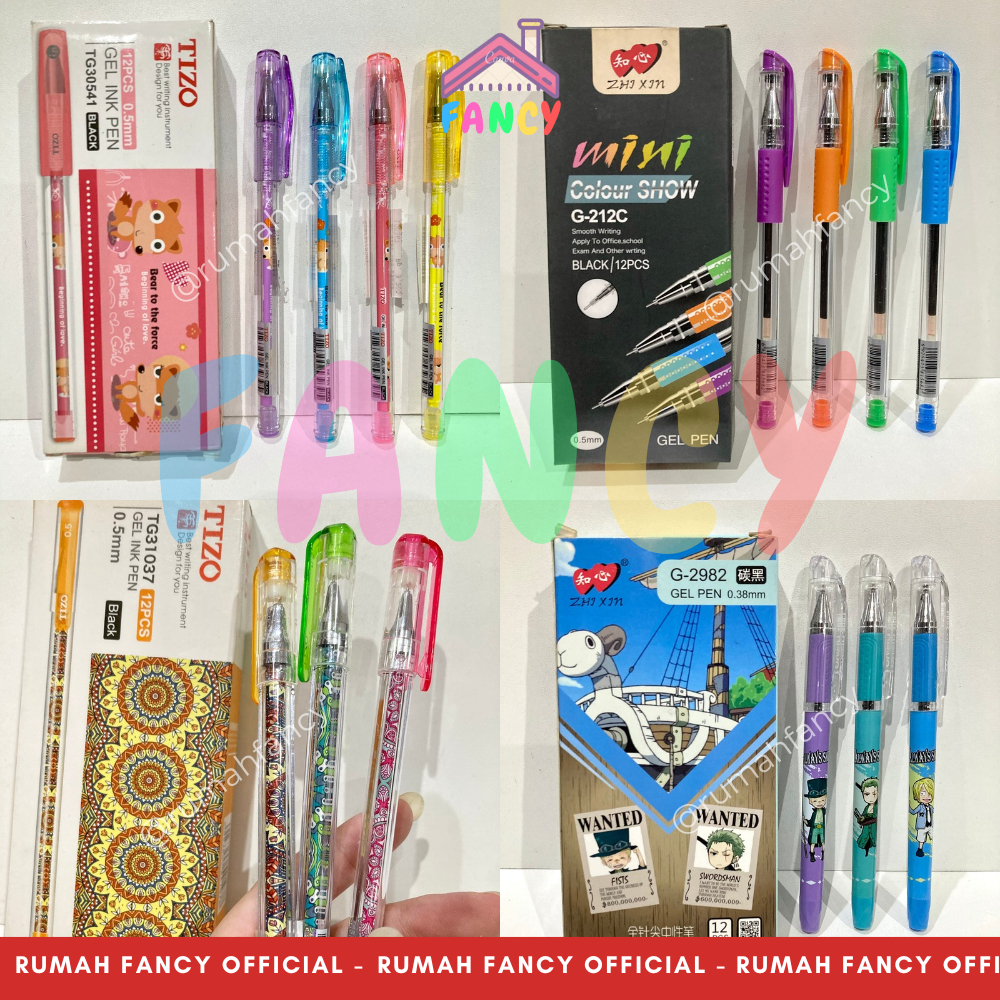 

[1 LUSIN isi 12 PCS] Pulpen FANCY Gel TIZO / CANDY / ZHIXIN LOVE IN 0.5mm Tinta HITAM Aneka Motif Lucu Anak Dewasa Cewek Cowok/ Bolpen/Ballpoint/Ballpen Gel buka tutup