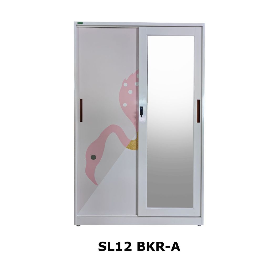 Lemari Pakaian Besi 2 Pintu Sliding Lemari Pakaian Besi Pintu Geser Gantungan Tinggi BKRA