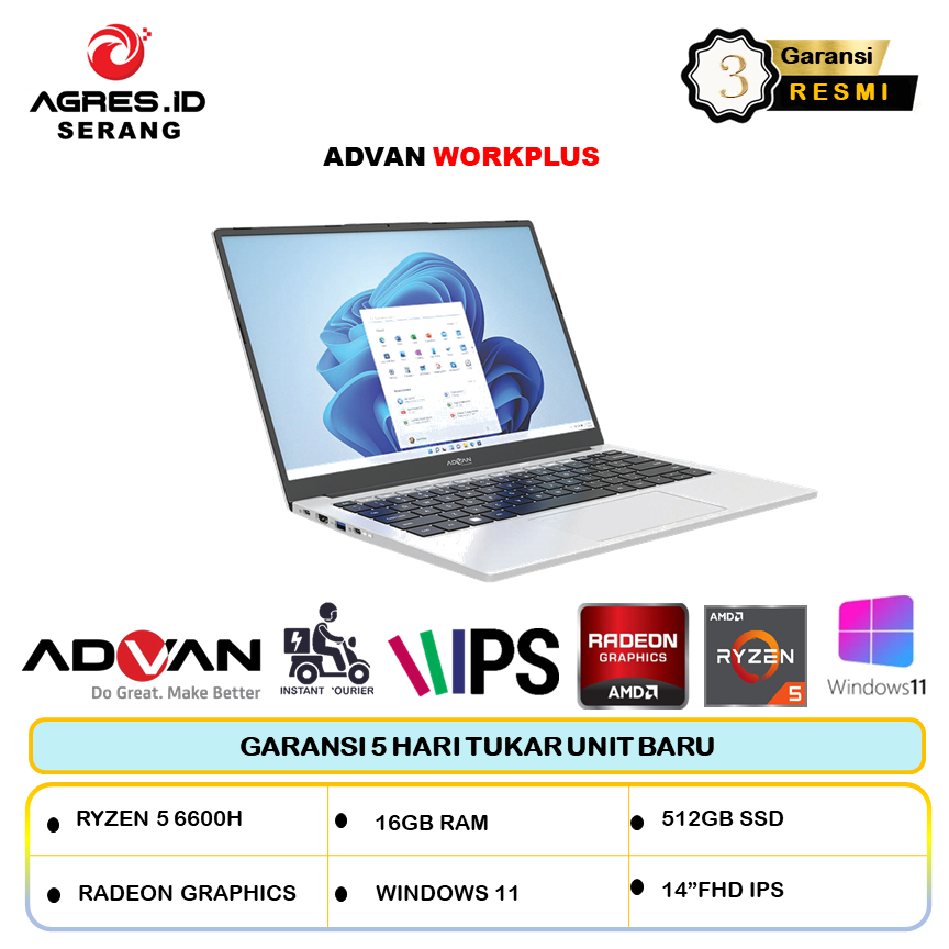 Advan Workplus Ryzen 5 6600H 16GB 512GB